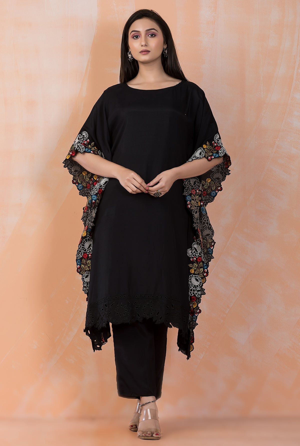 Designer Muslin Kaftan Style kurta pant set