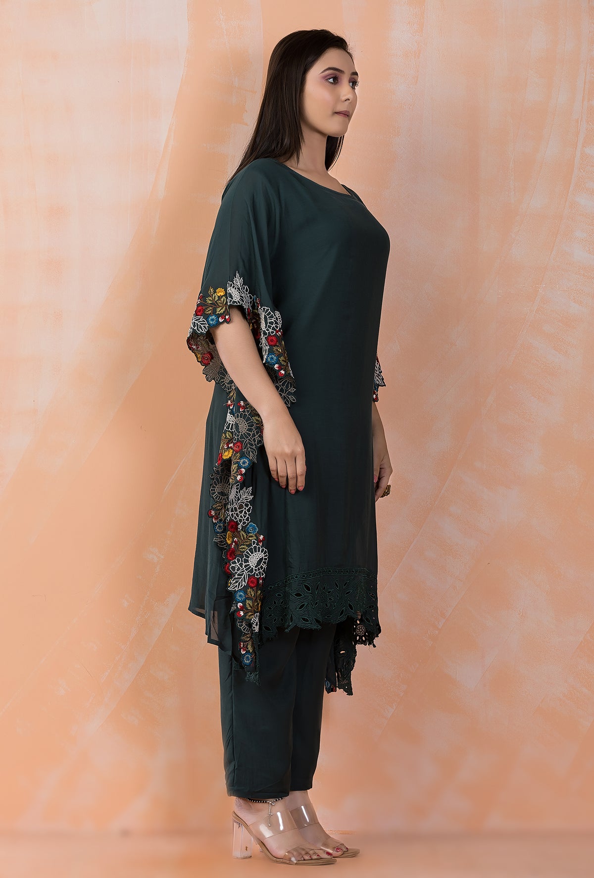 Designer Muslin Kaftan Style kurta pant set