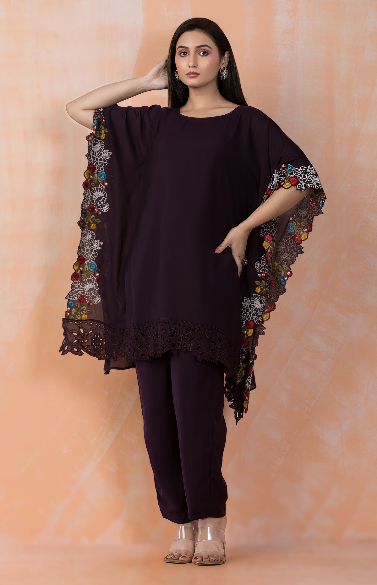 Designer Muslin Kaftan Style kurta pant set