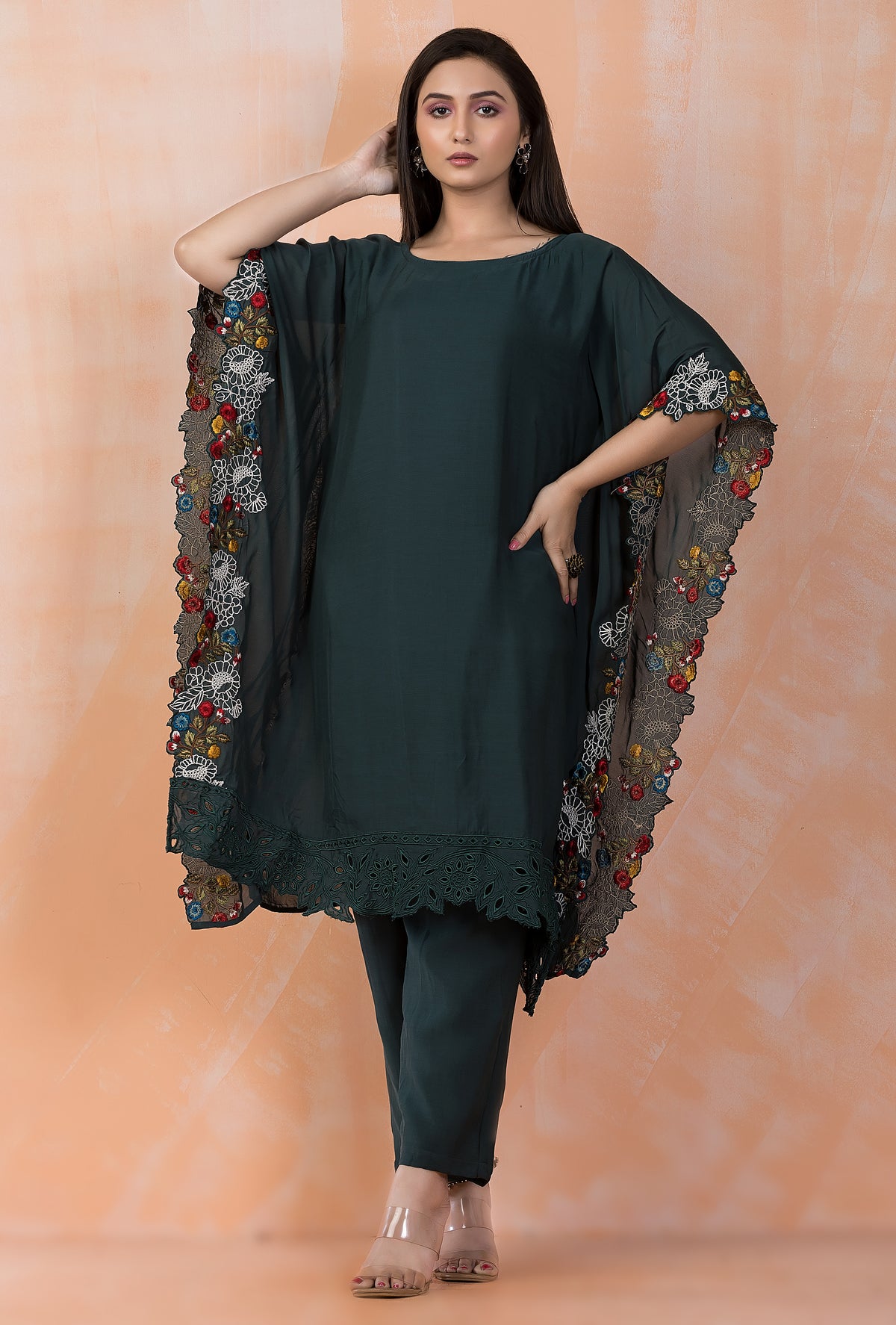 Designer Muslin Kaftan Style kurta pant set