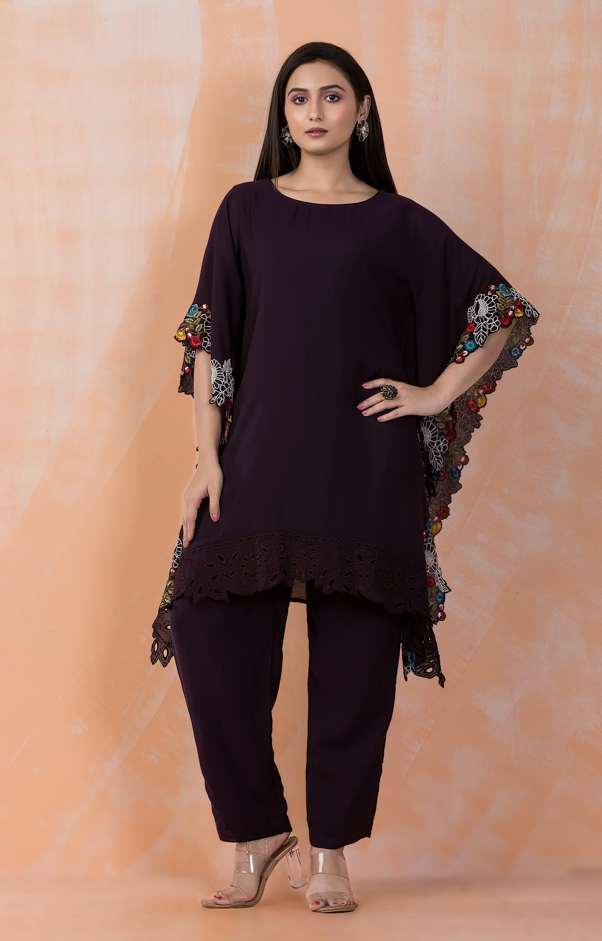 Designer Muslin Kaftan Style kurta pant set