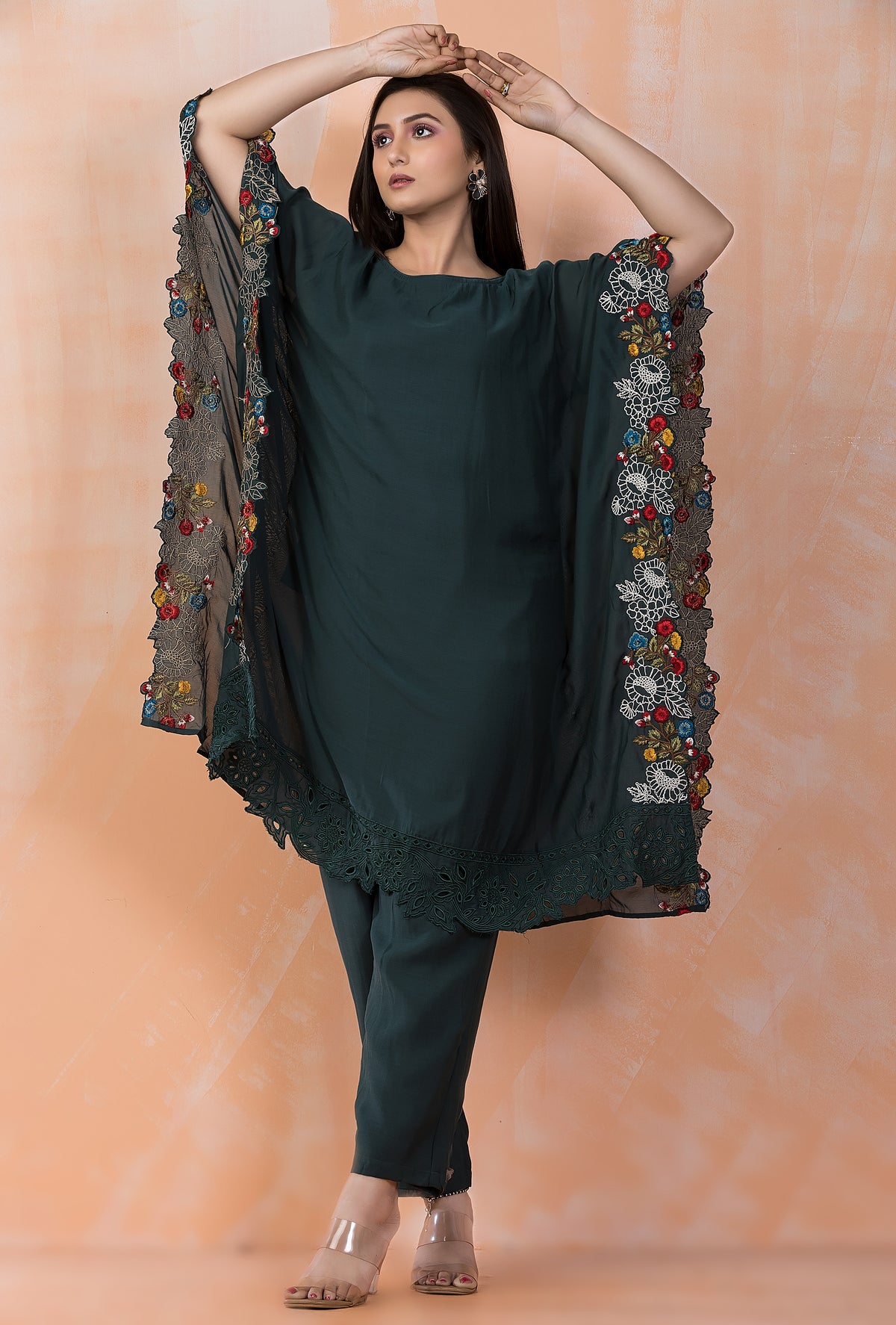 Designer Muslin Kaftan Style kurta pant set