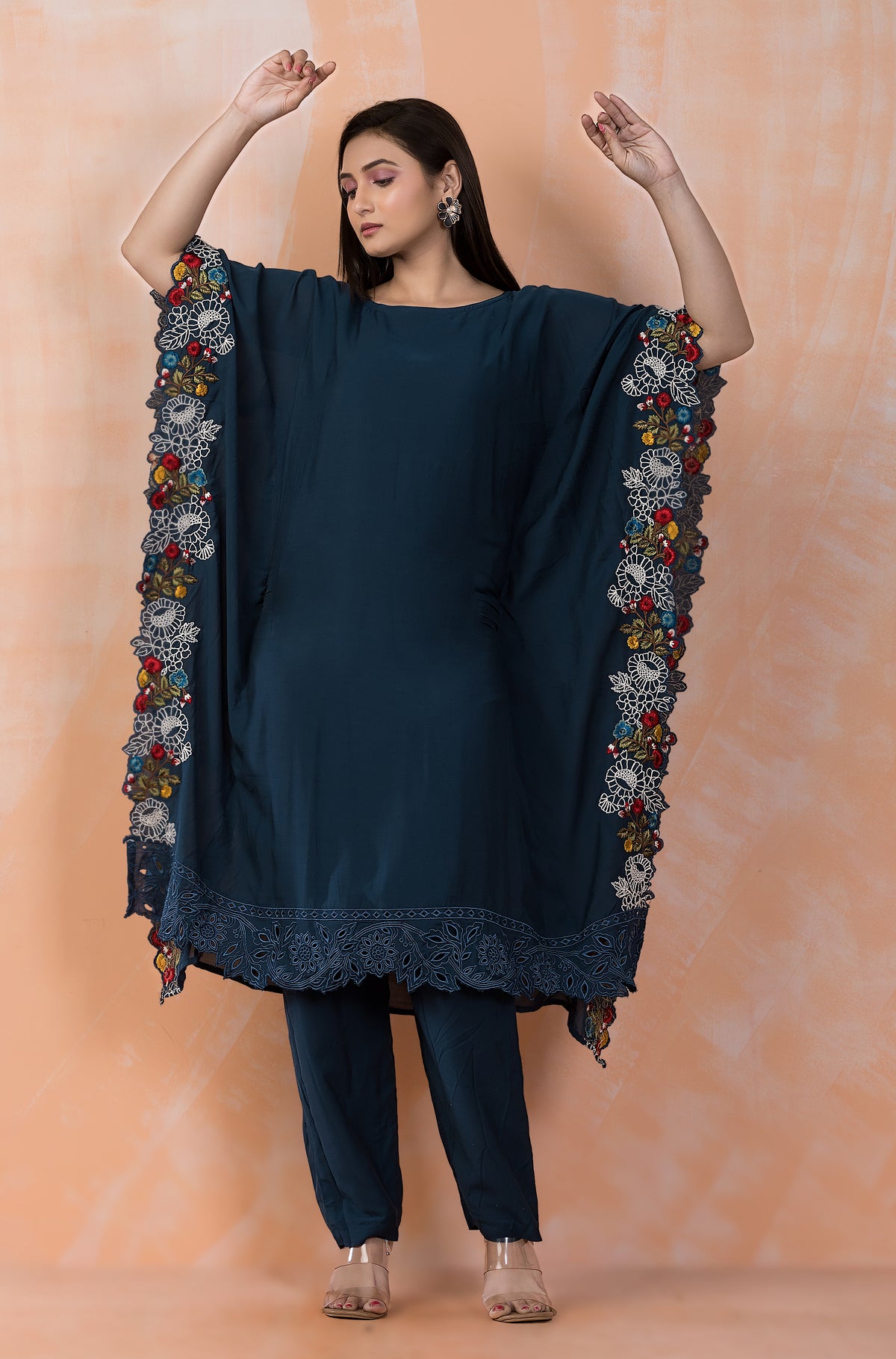 Designer Muslin Kaftan Style kurta pant set