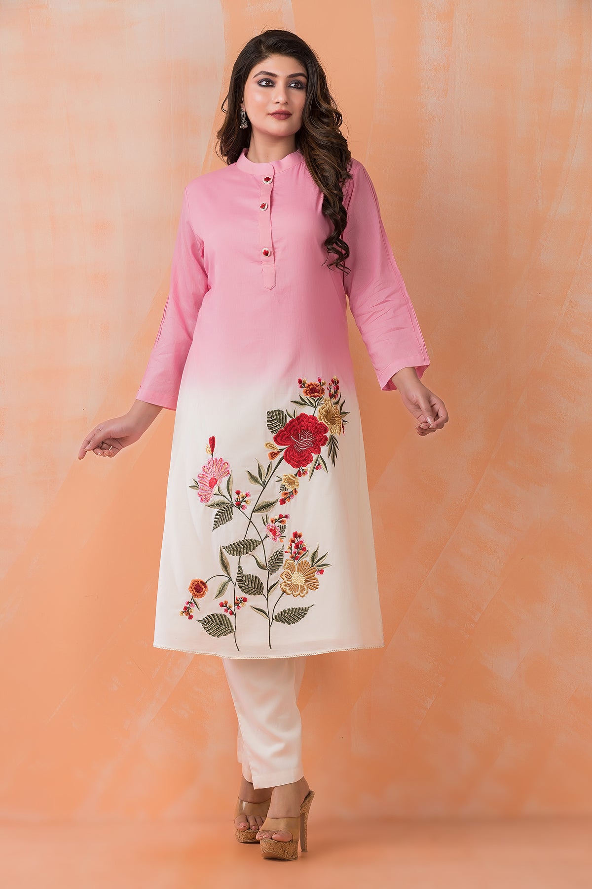 Designer Cotton Satin Kurta Pant Set