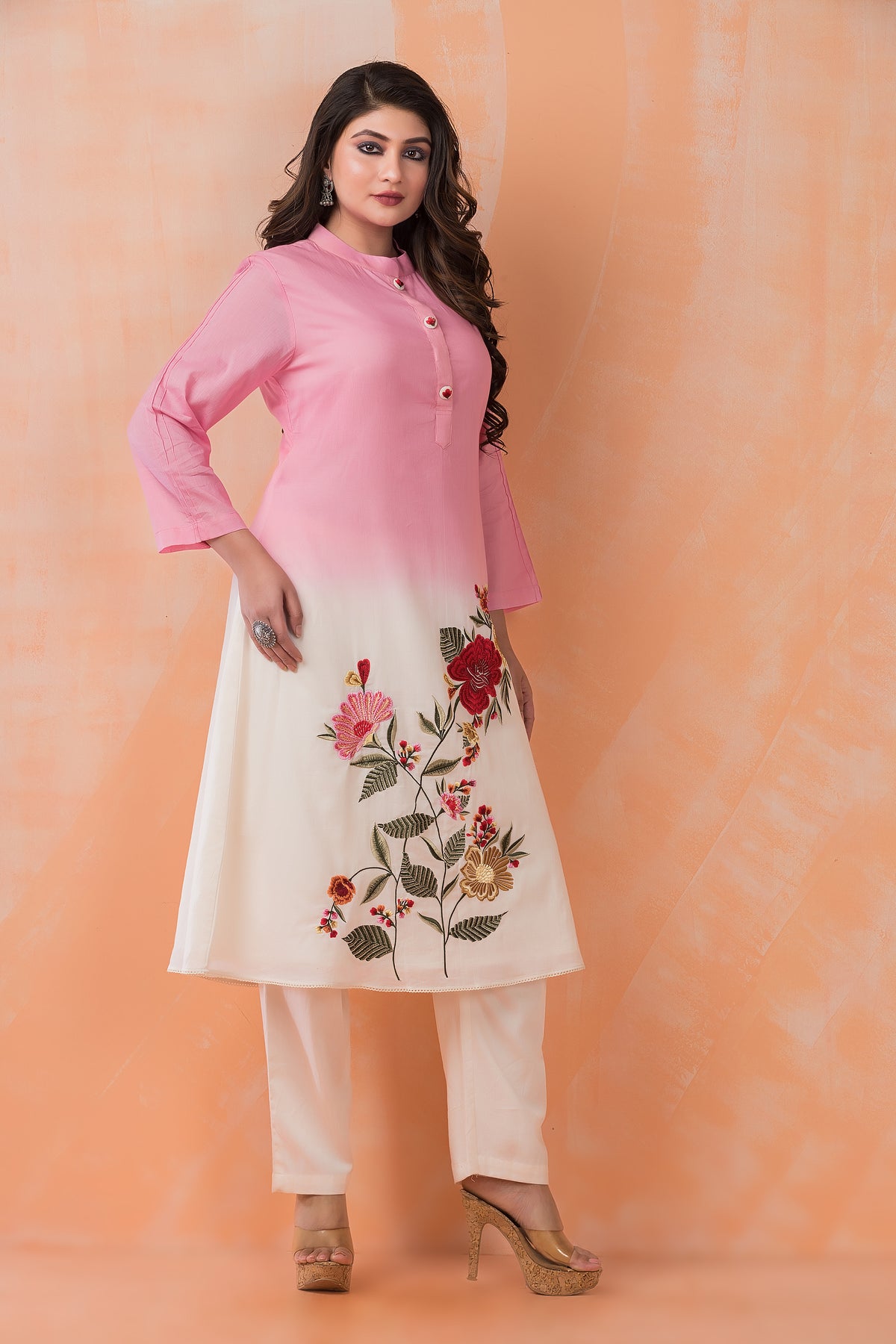 Designer Cotton Satin Kurta Pant Set