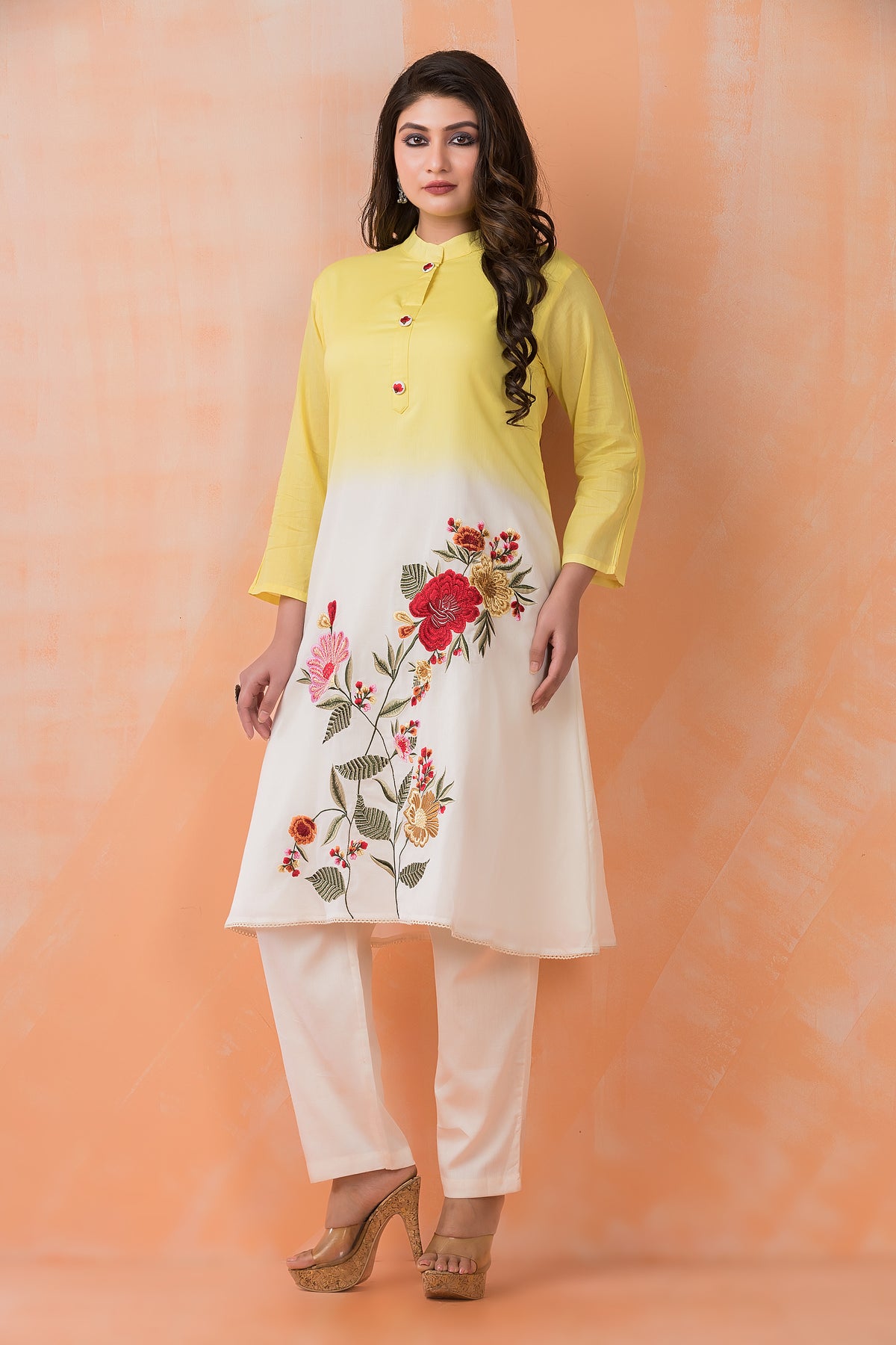 Designer Cotton Satin Kurta Pant Set