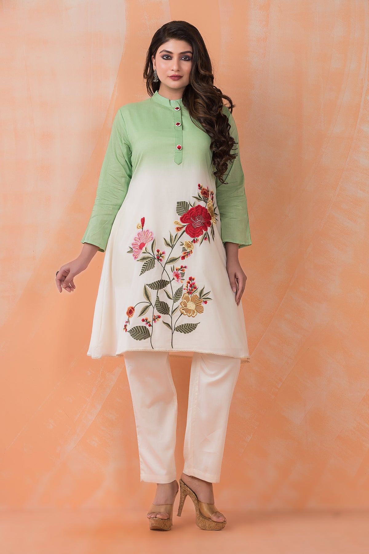 Designer Cotton Satin Kurta Pant Set