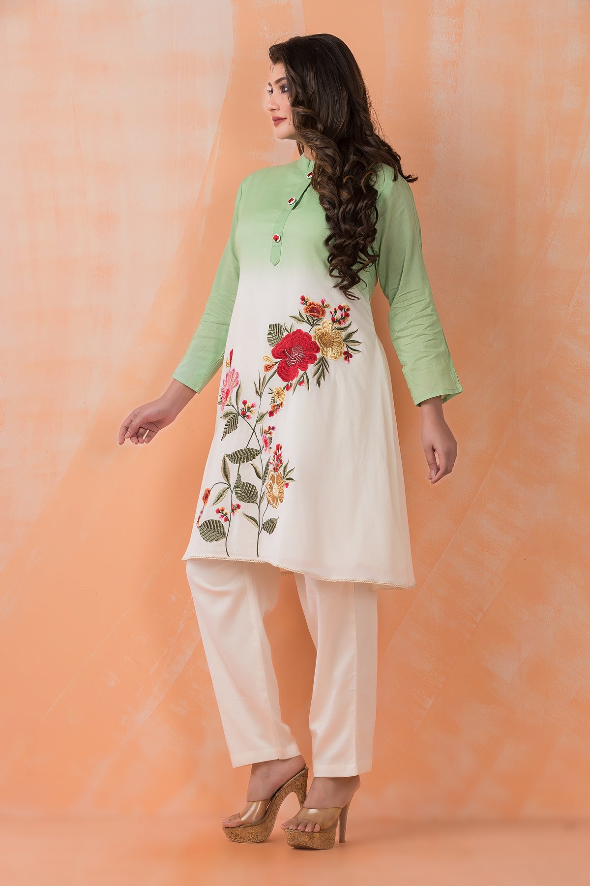 Designer Cotton Satin Kurta Pant Set