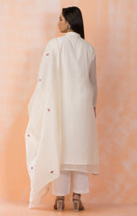 Embroidered Mul Chanderi Kurta Pant Dupatta Set