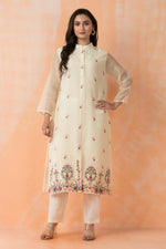 Embroidered Mul Chanderi Kurta Pant Set