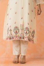 Embroidered Mul Chanderi Kurta Pant Set
