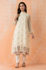 Embroidered Mul Chanderi Kurta Pant Set