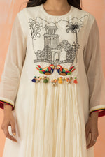Embroidered Mul Chanderi Kurta Pant Set