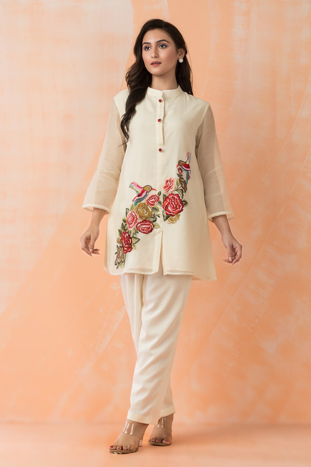 Embroidered Mul Chanderi Co-ord Set