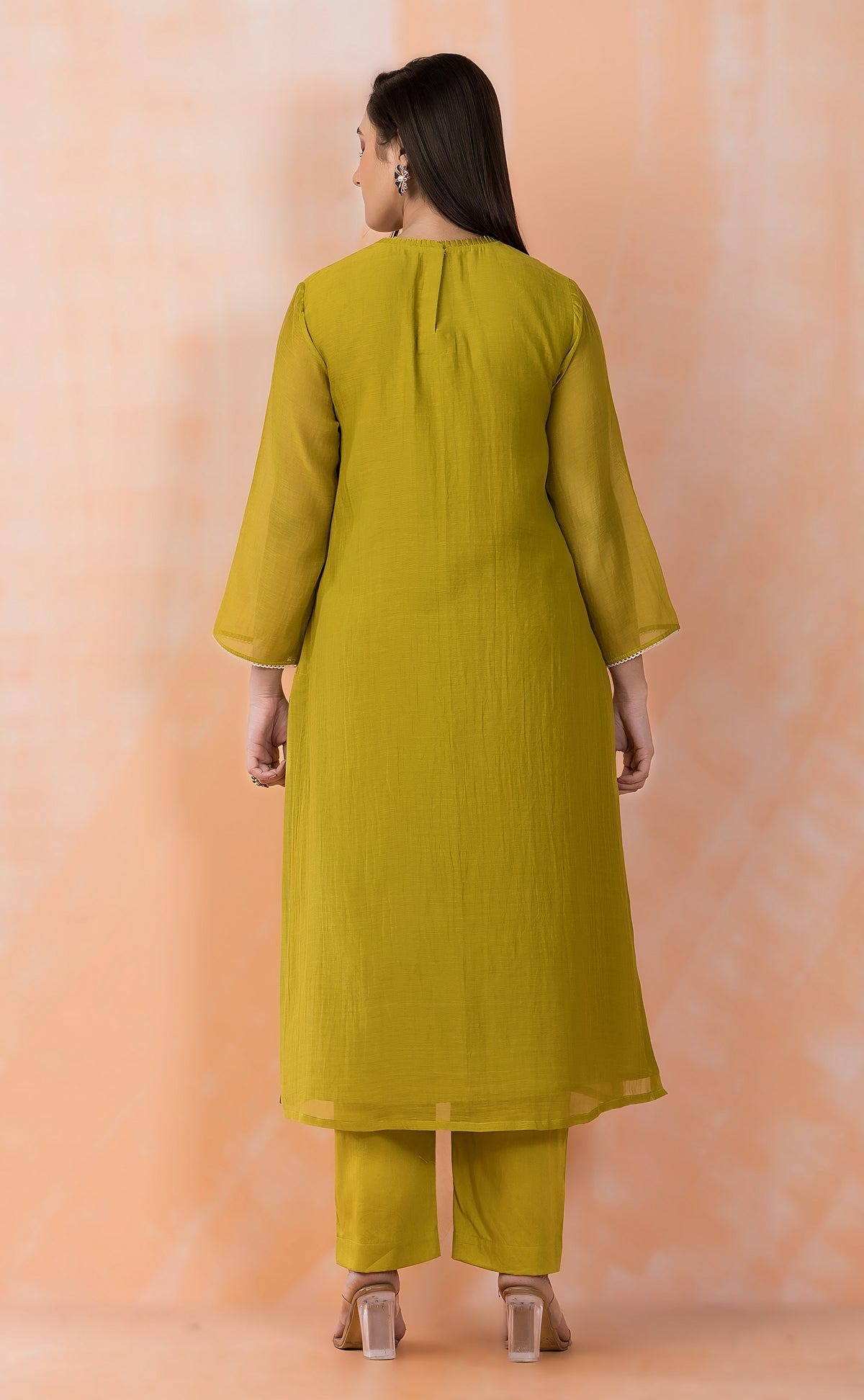 Embroidered Mul Chanderi Kurta Pant Set