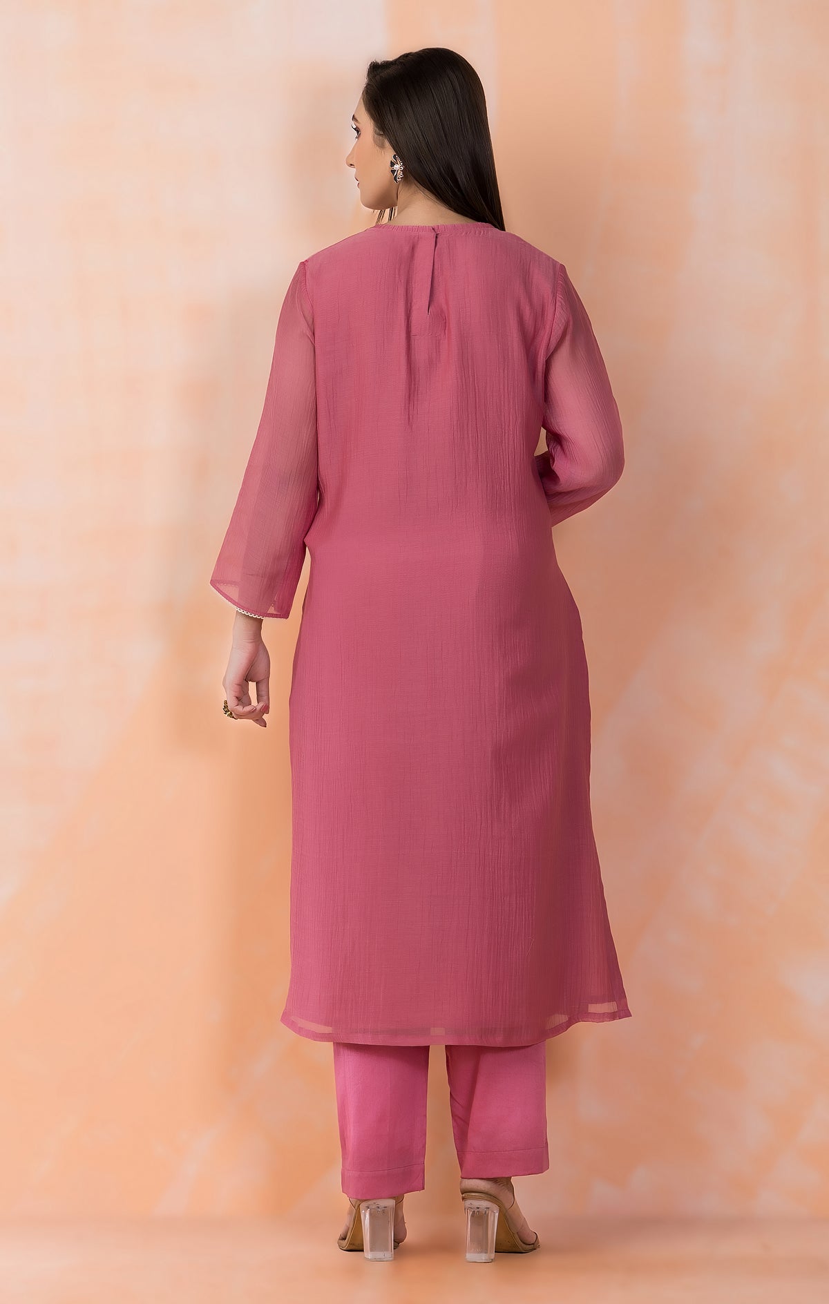 Embroidered Mul Chanderi Kurta Pant Set