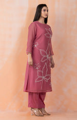 Embroidered Mul Chanderi Kurta Pant Set