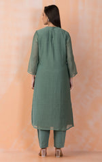 Embroidered Mul Chanderi Kurta Pant Set