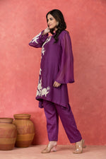 Mul Chanderi Applique Embroidered Co-ord set