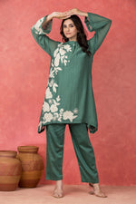 Mul Chanderi Applique Embroidered Co-ord set