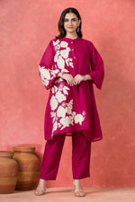 Mul Chanderi Applique Embroidered Co-ord set