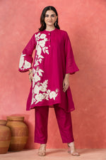 Mul Chanderi Applique Embroidered Co-ord set