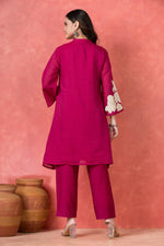 Mul Chanderi Applique Embroidered Co-ord set