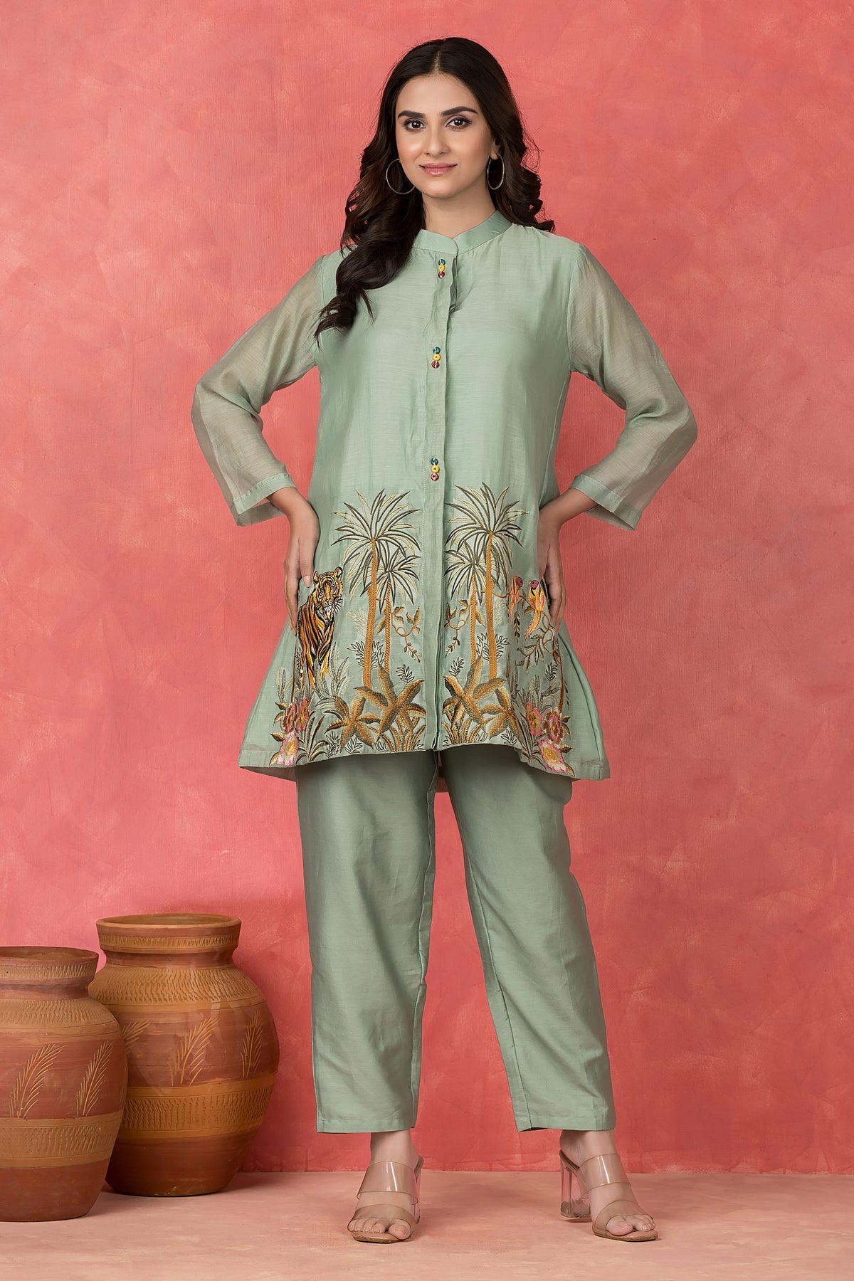 Embroidered Mulchanderi Co-ord set
