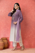 Shade Dyed Muslin Kurta set with Handwork