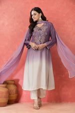 Shade Dyed Muslin Kurta set with Handwork