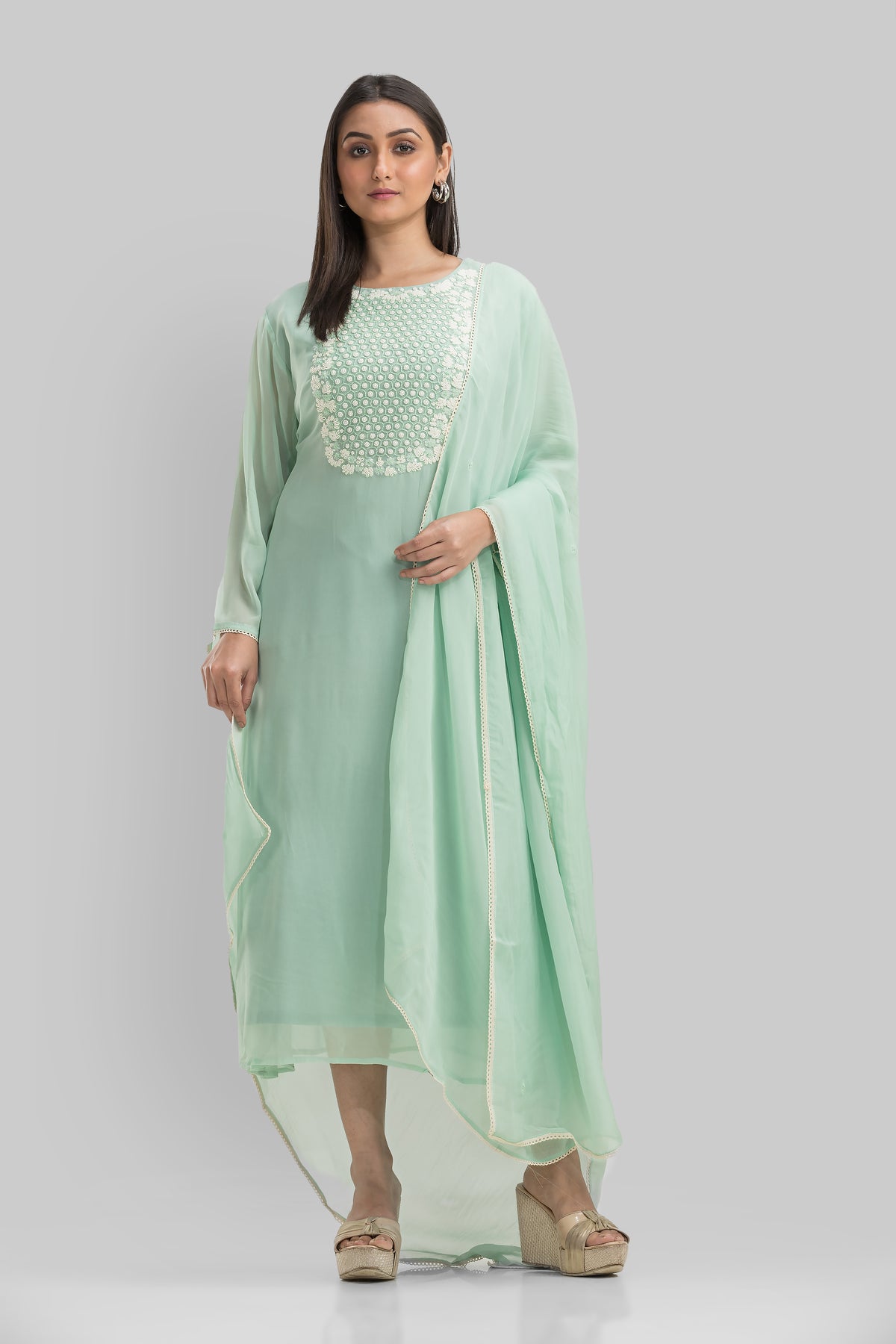 Embroidered Kurta-Pant-Dupatta Set