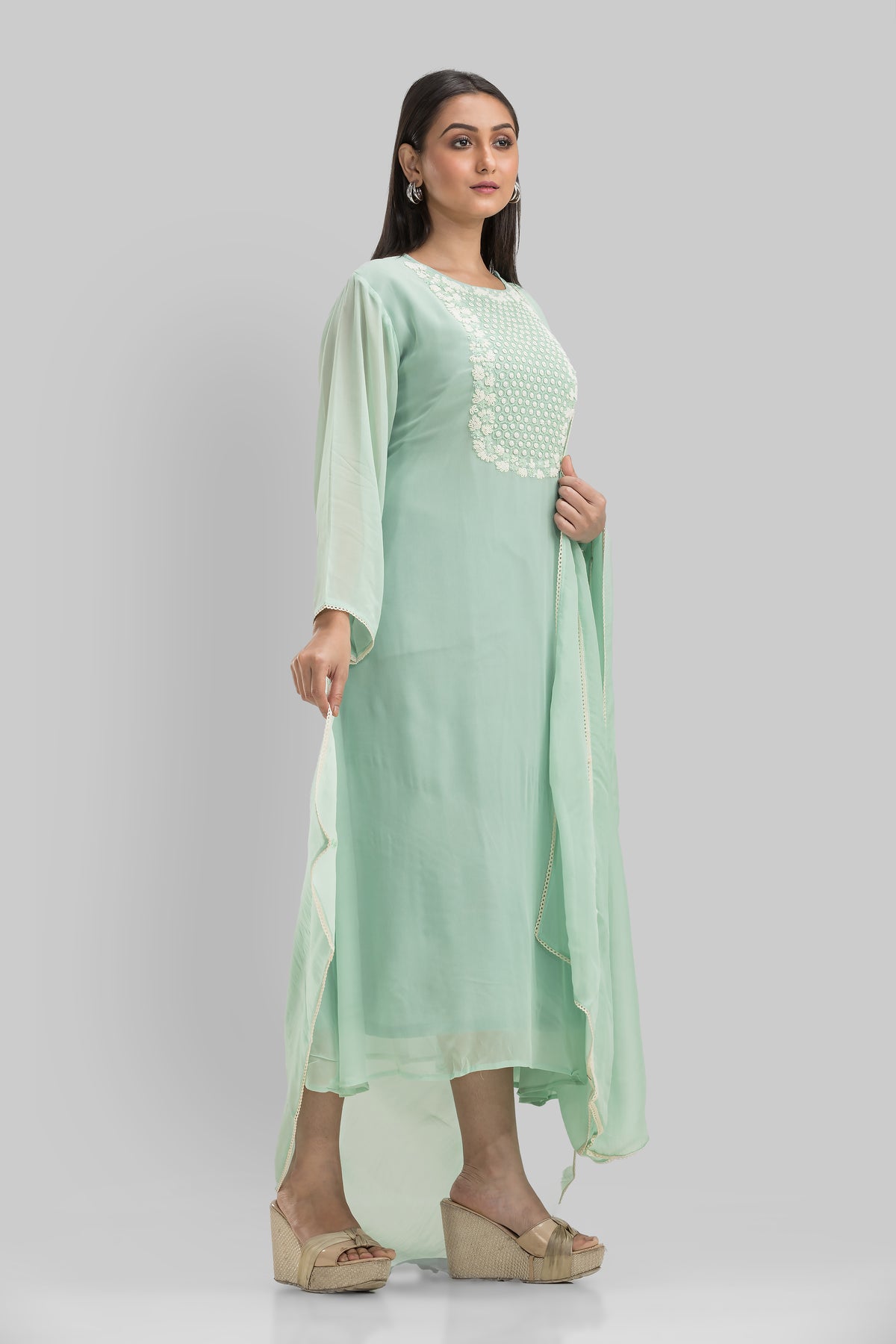 Embroidered Kurta-Pant-Dupatta Set