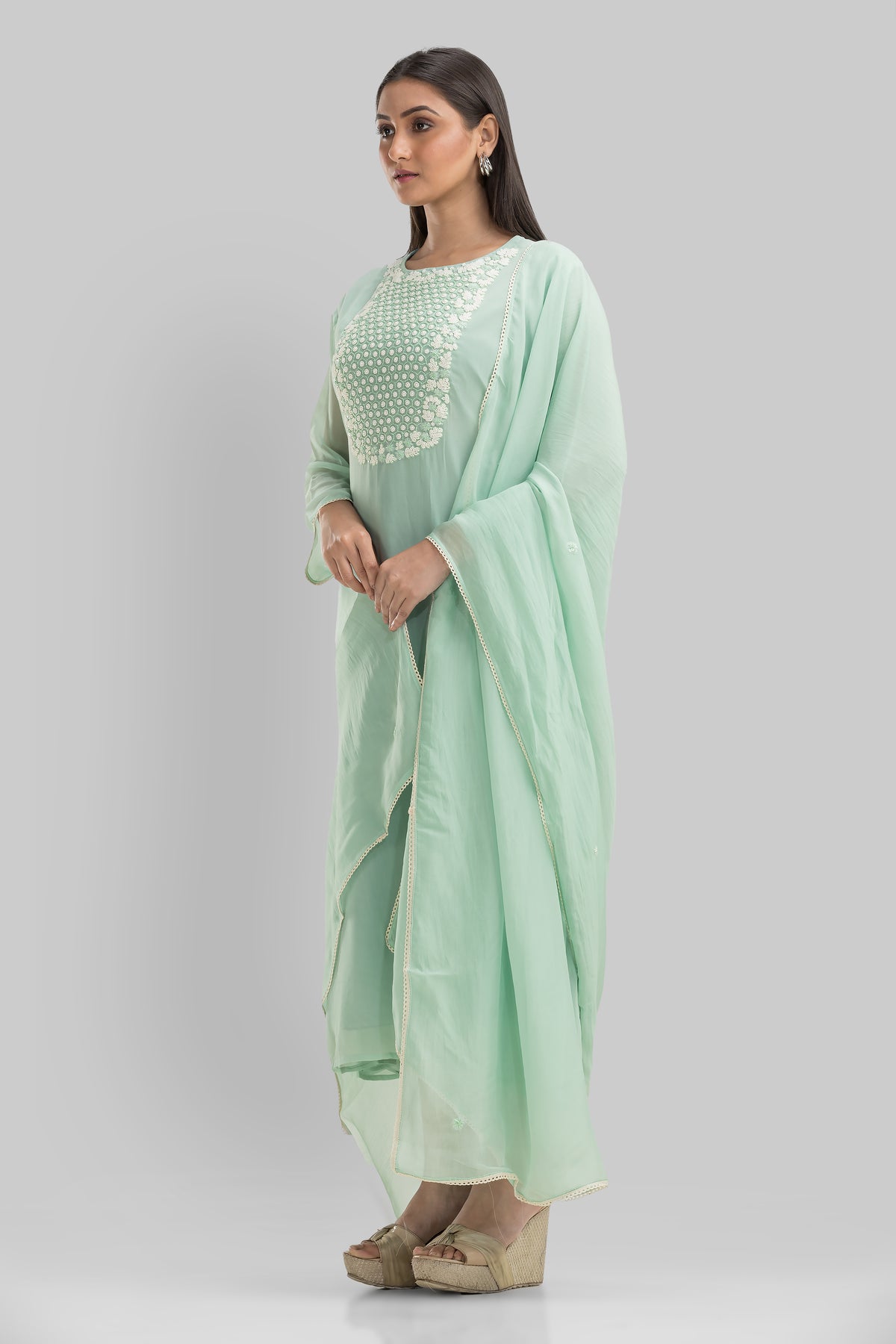 Embroidered Kurta-Pant-Dupatta Set