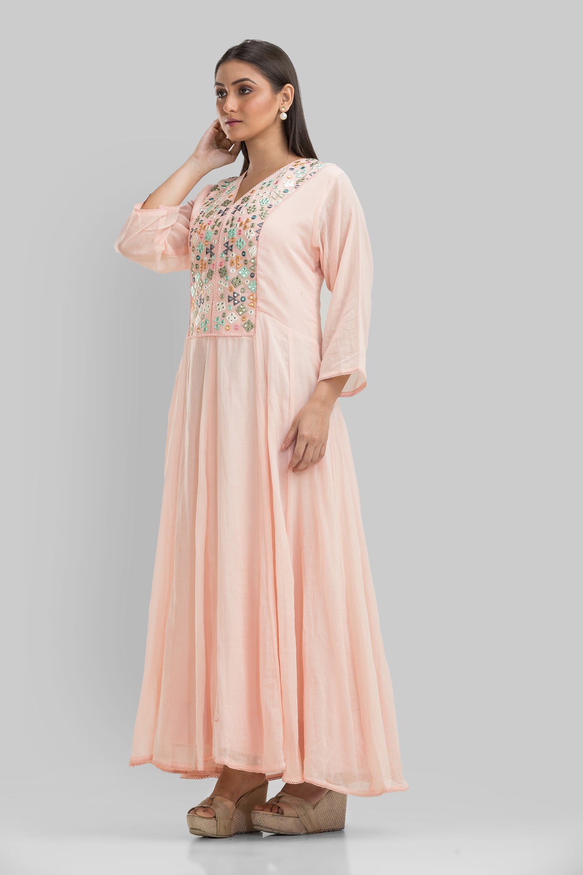 Embroidered Long Gown