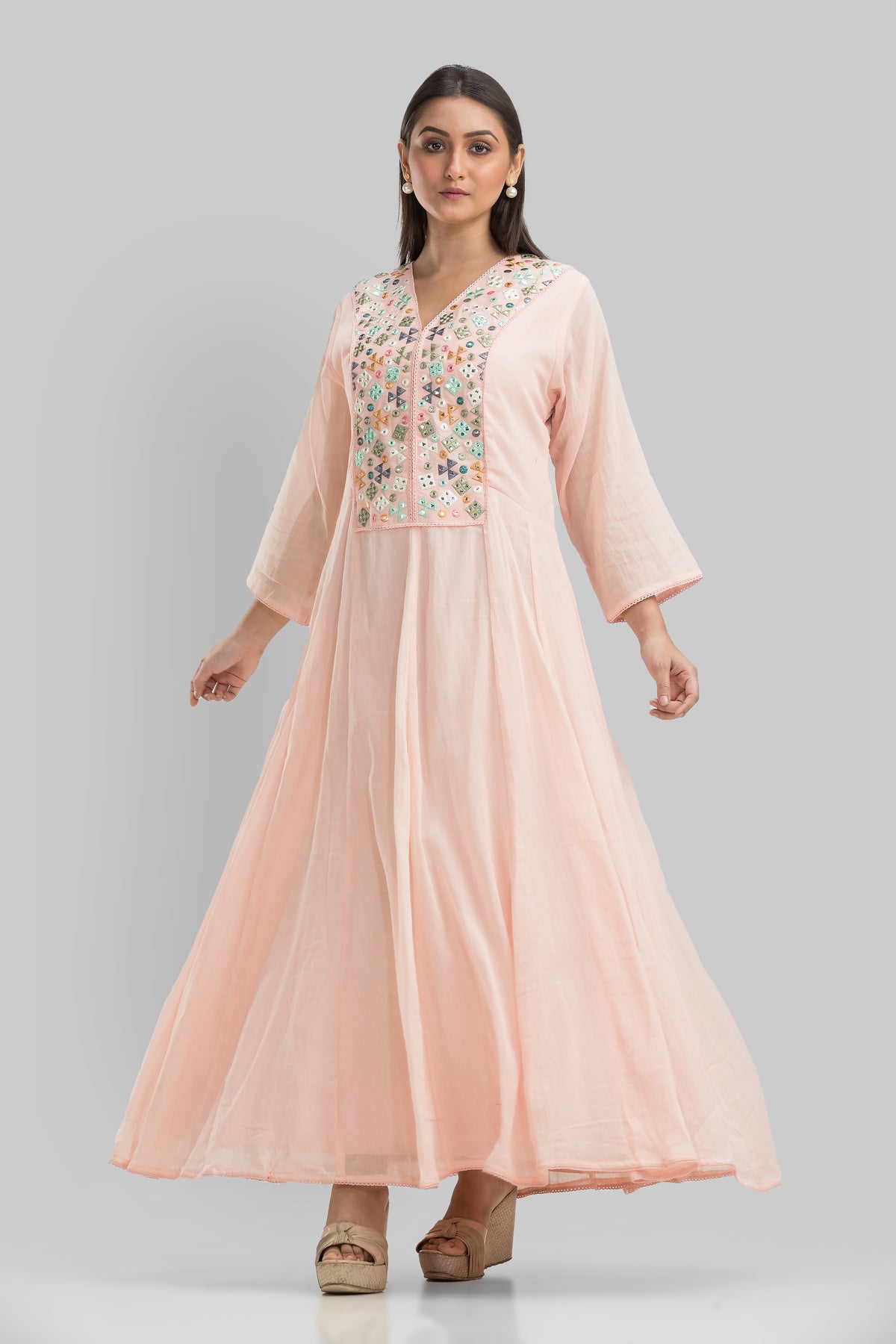 Embroidered Long Gown