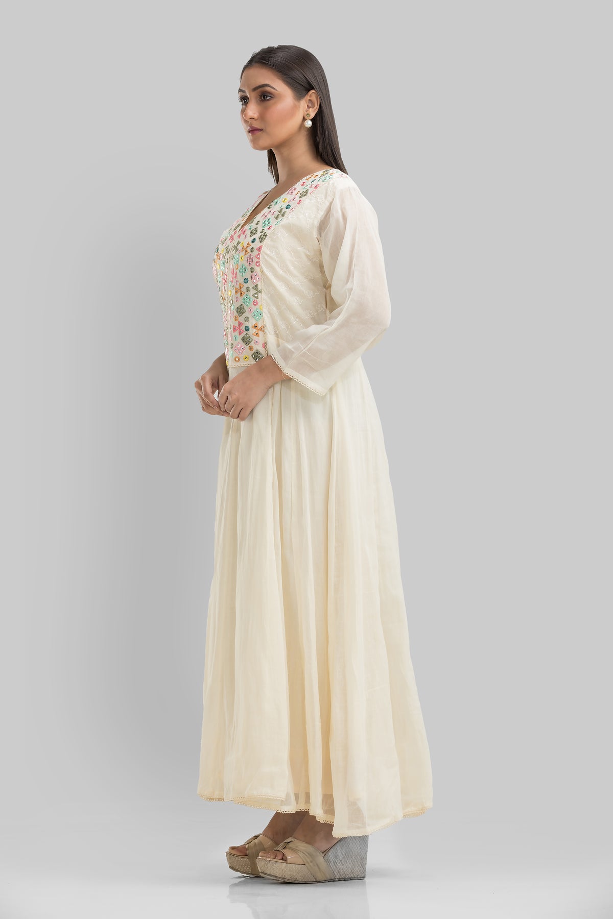 Embroidered Long Gown