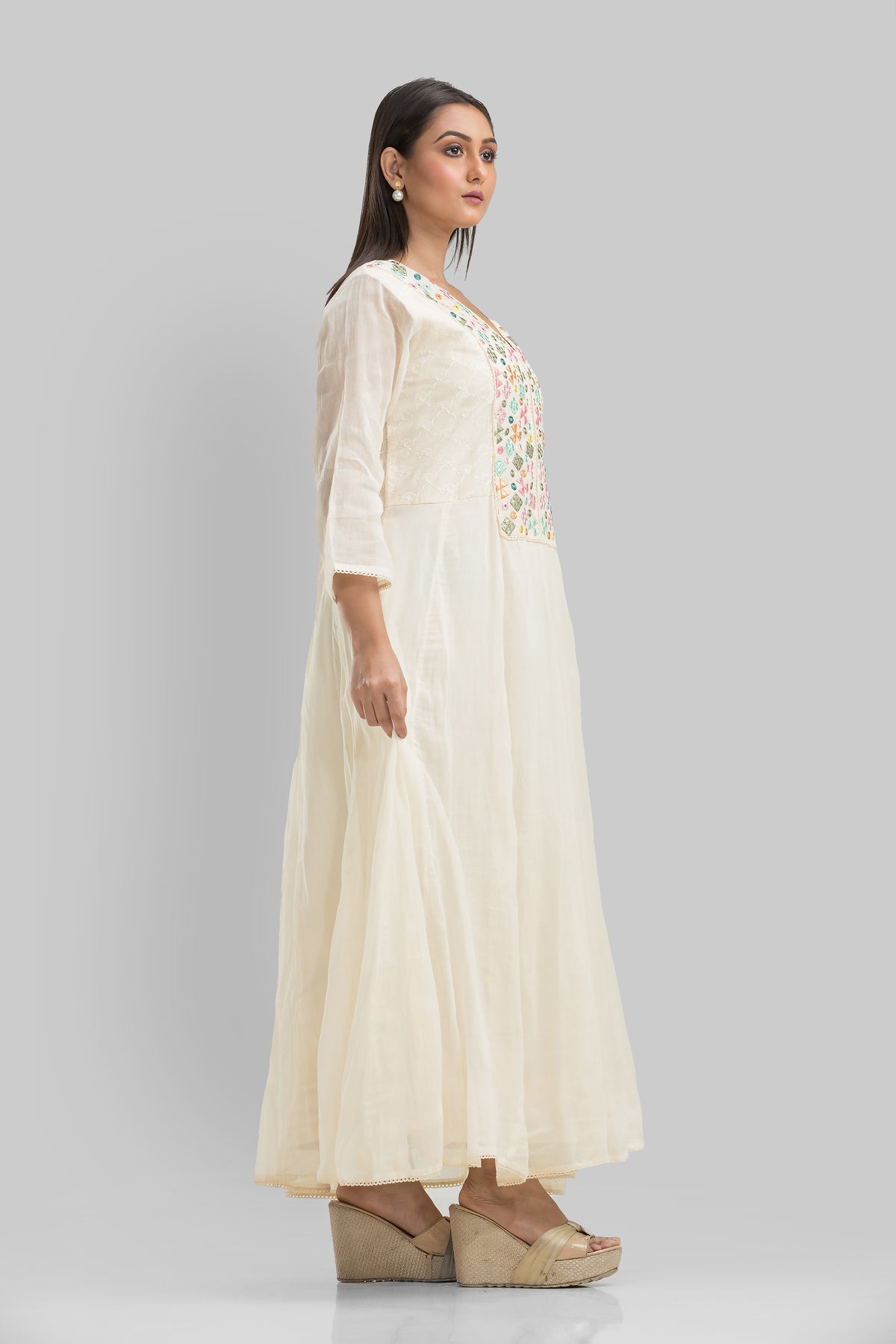 Embroidered Long Gown