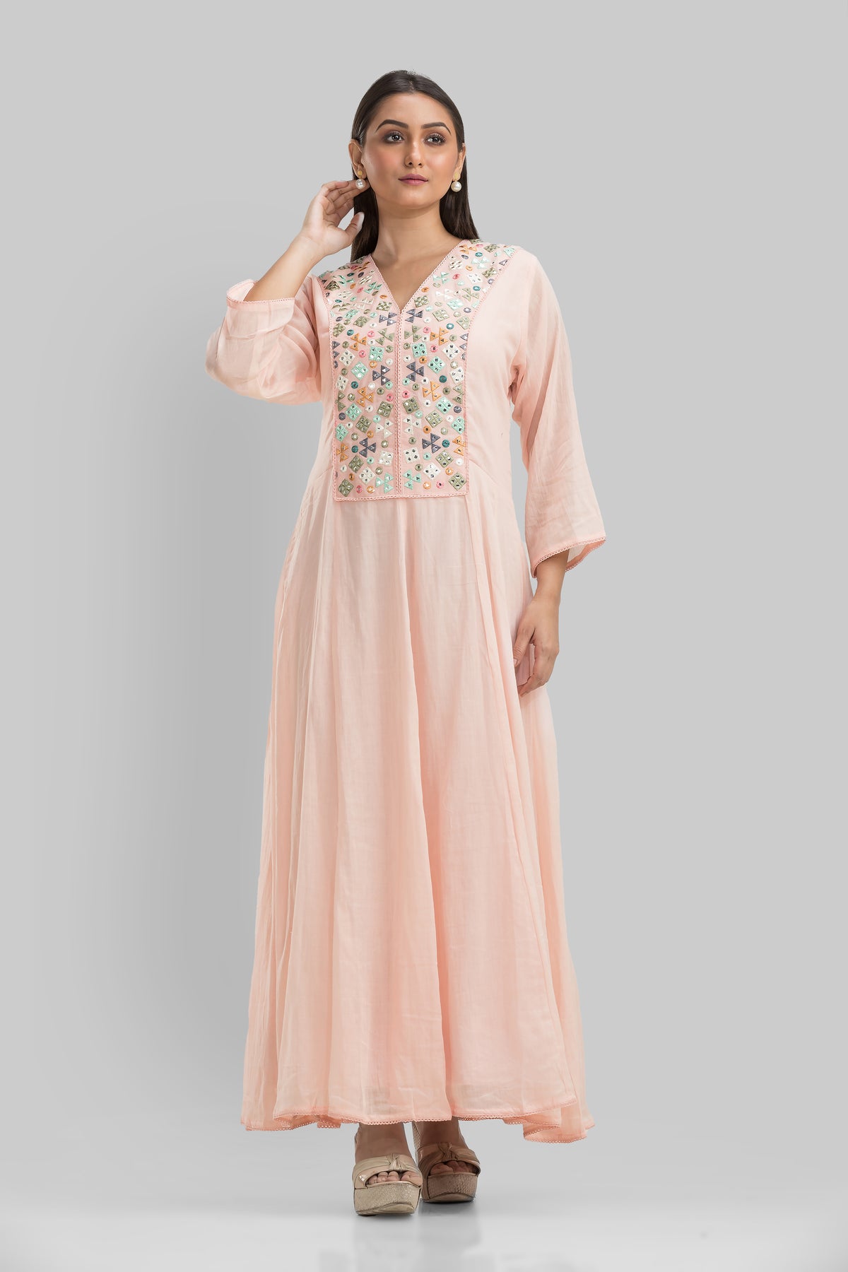 Embroidered Long Gown