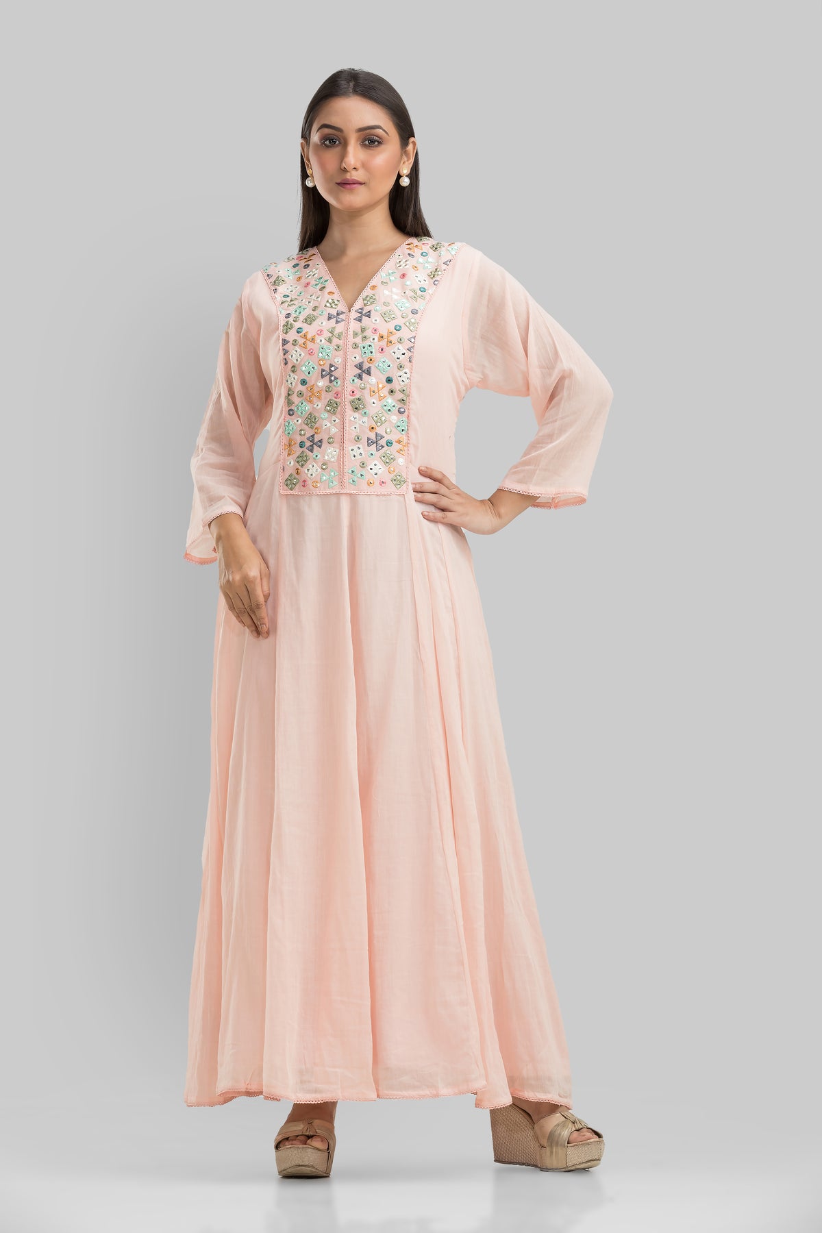 Embroidered Long Gown