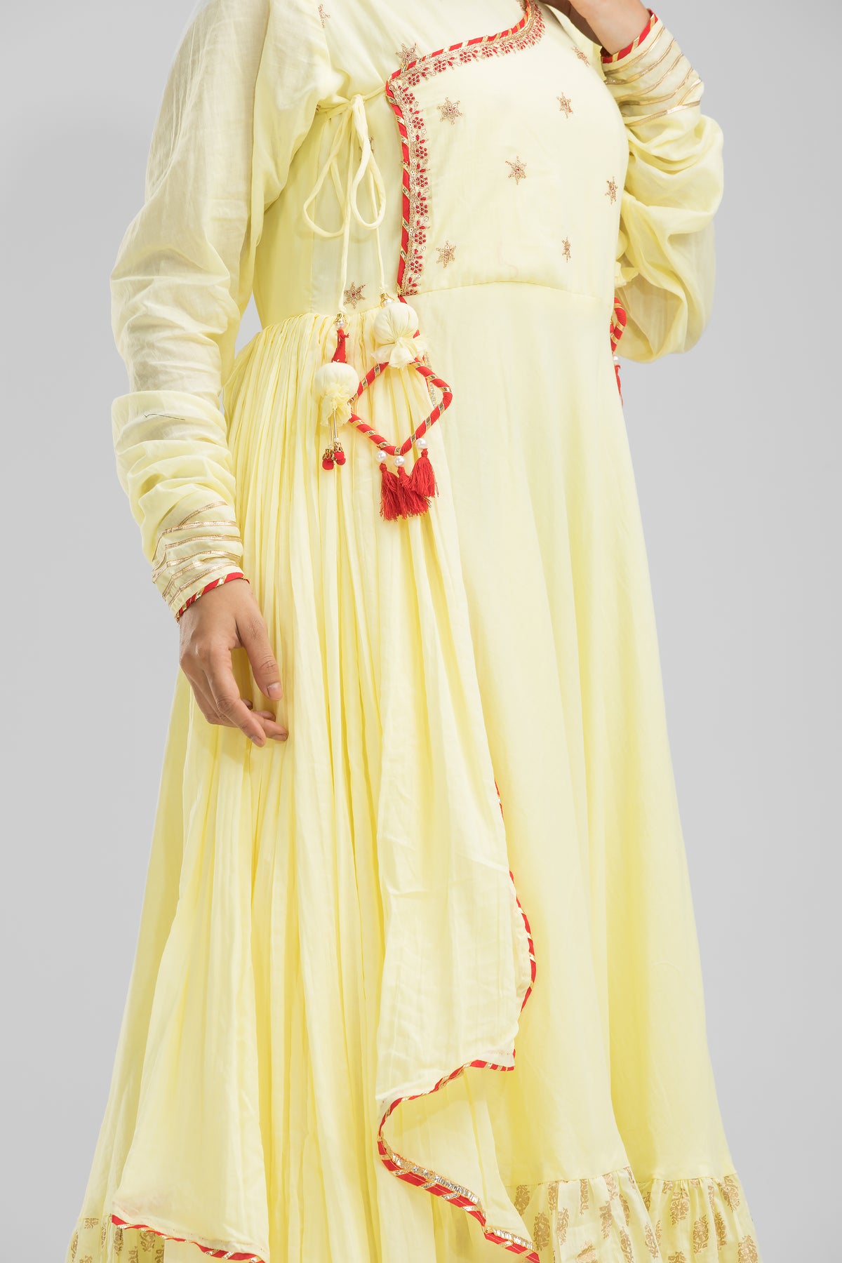 Designer Long Mulmul Gown With Latkan