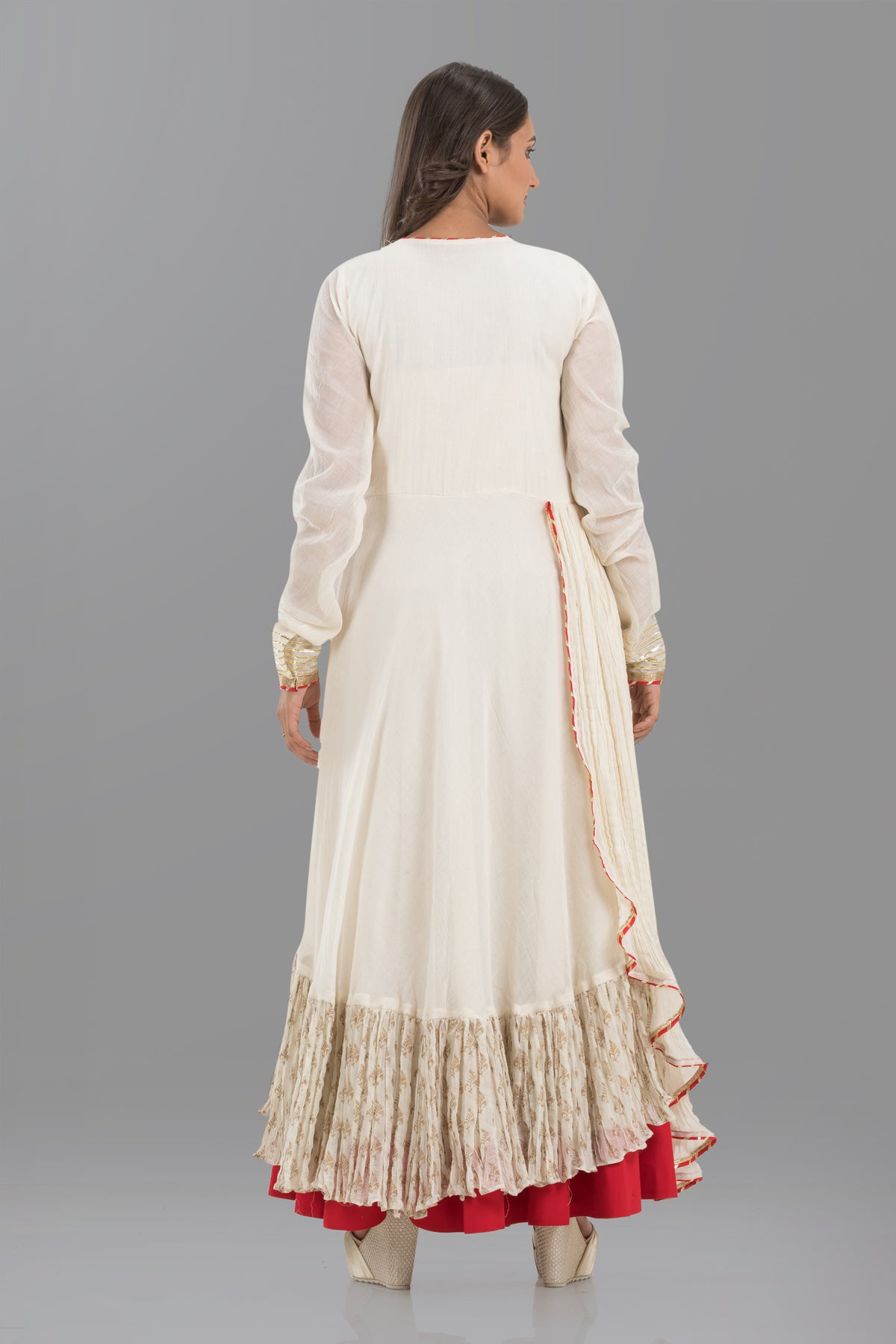 Designer Long Mulmul Gown With Latkan