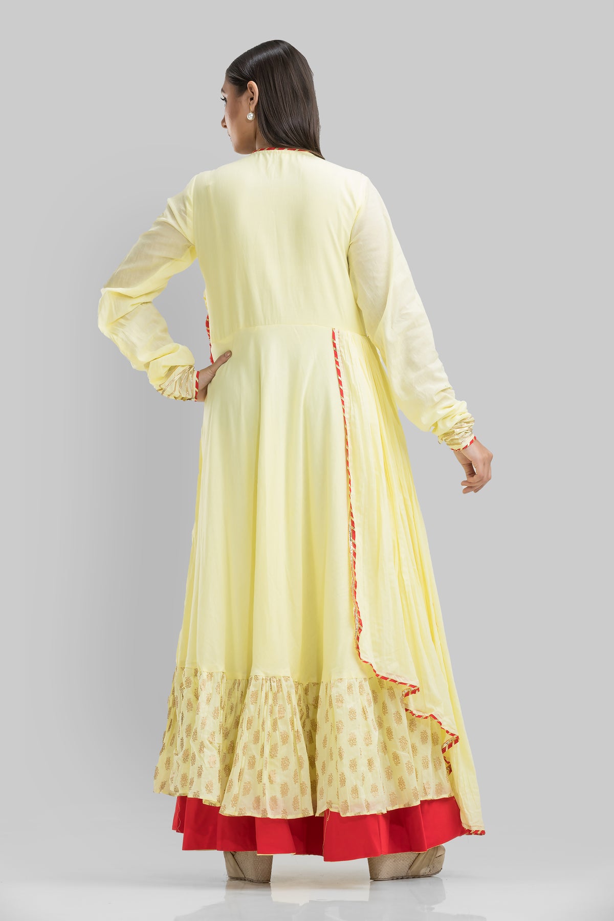 Designer Long Mulmul Gown With Latkan