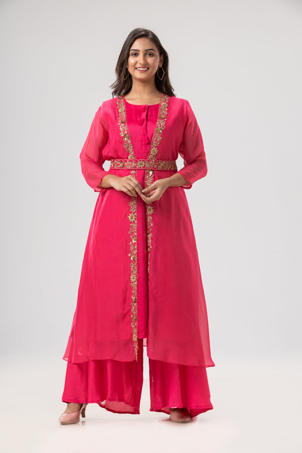 Designer Organza Hand Embroidery Kurta Set