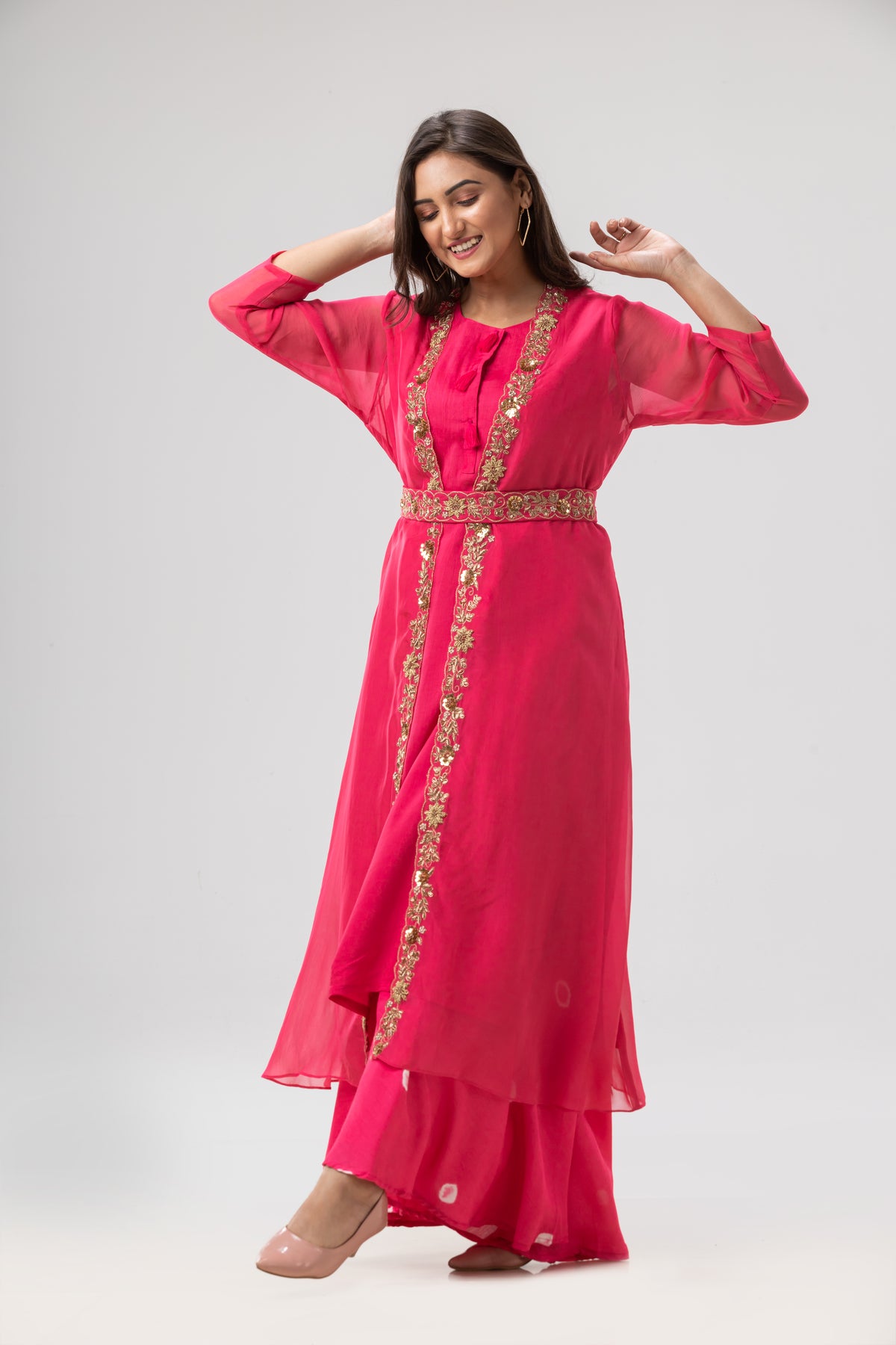 Designer Organza Hand Embroidery Kurta Set