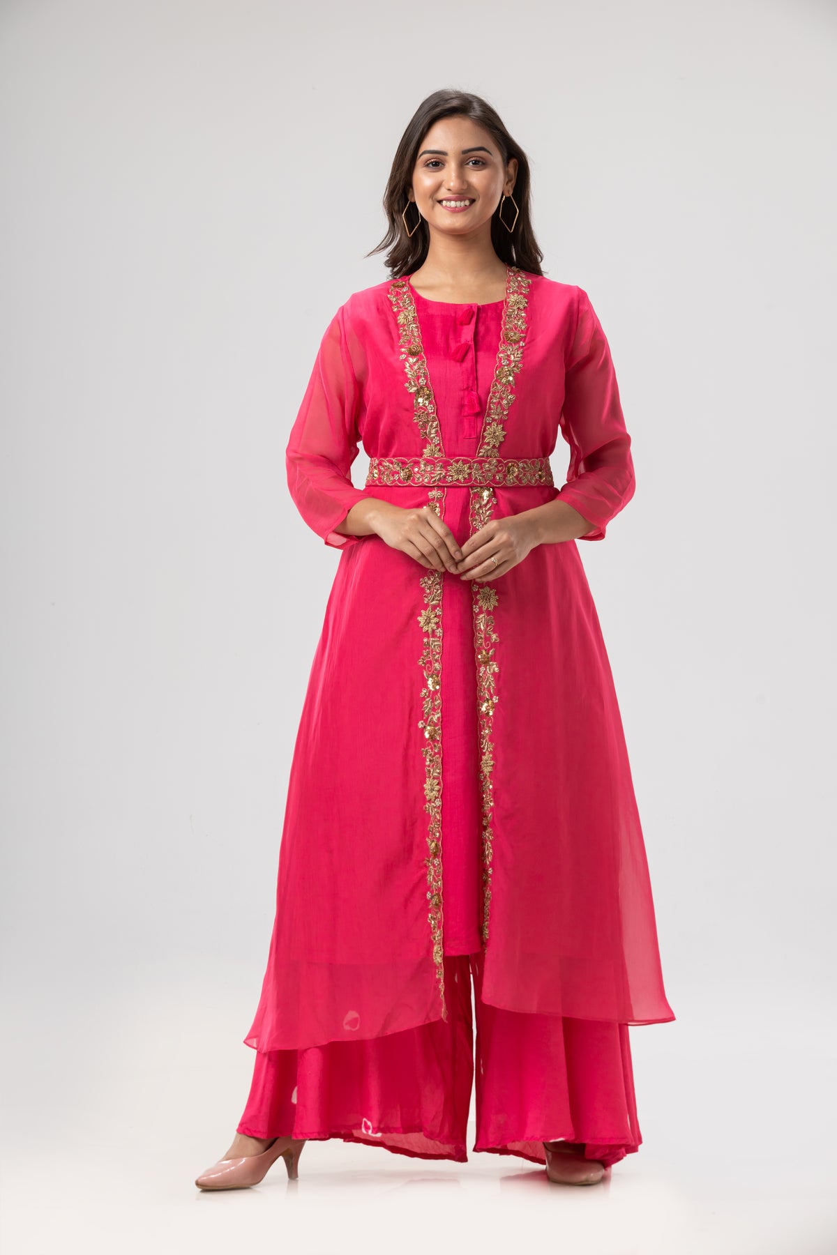 Designer Organza Hand Embroidery Kurta Set