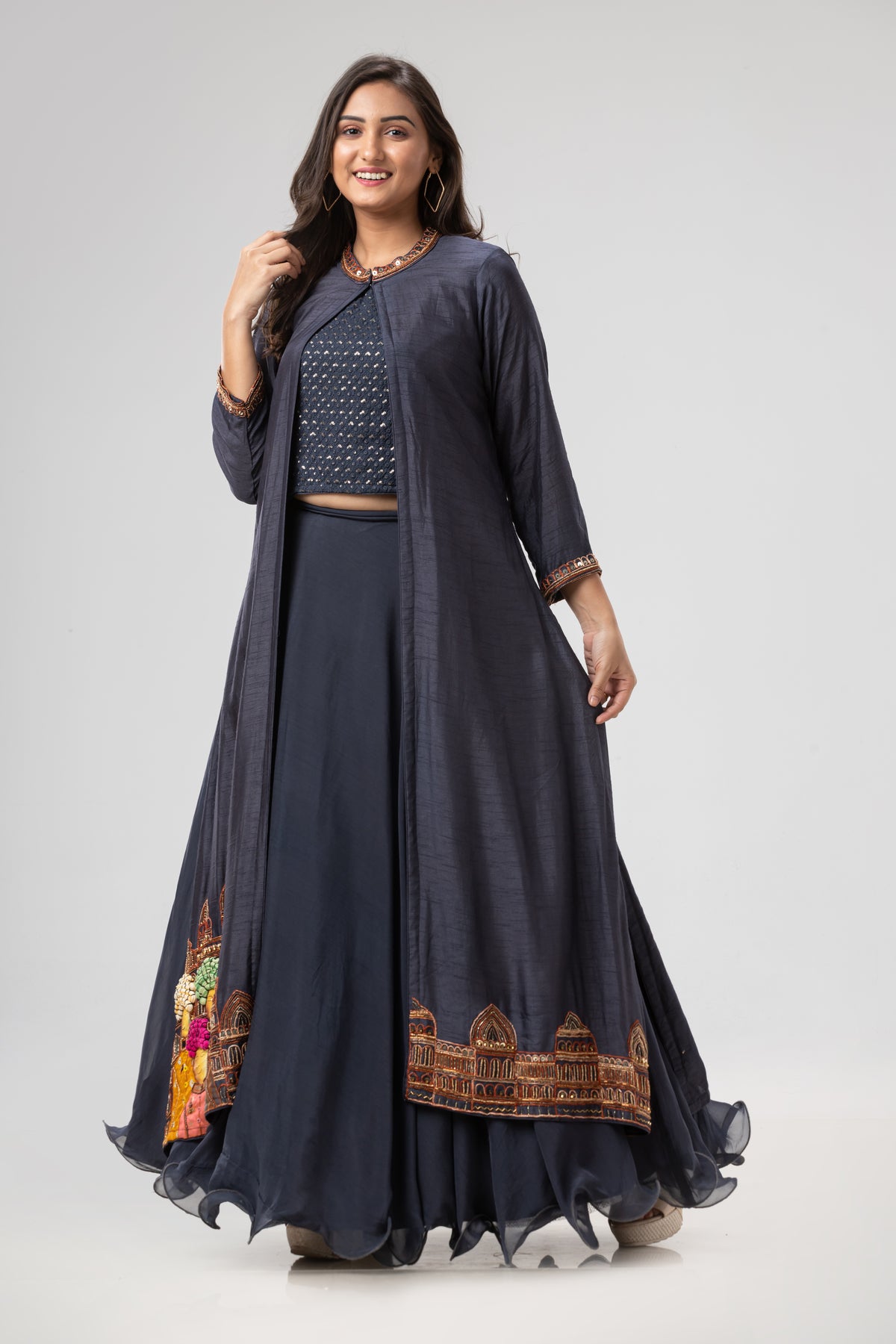 Long Gown With Jacket_Raja Rani Embroidered