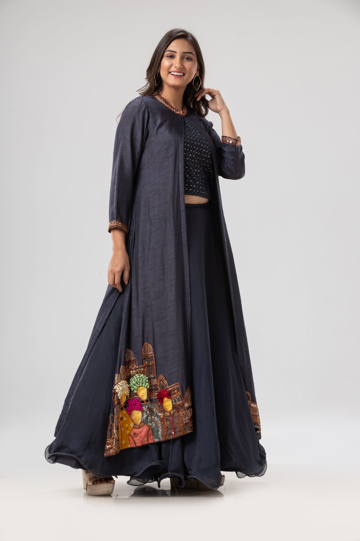 Long Gown With Jacket_Raja Rani Embroidered