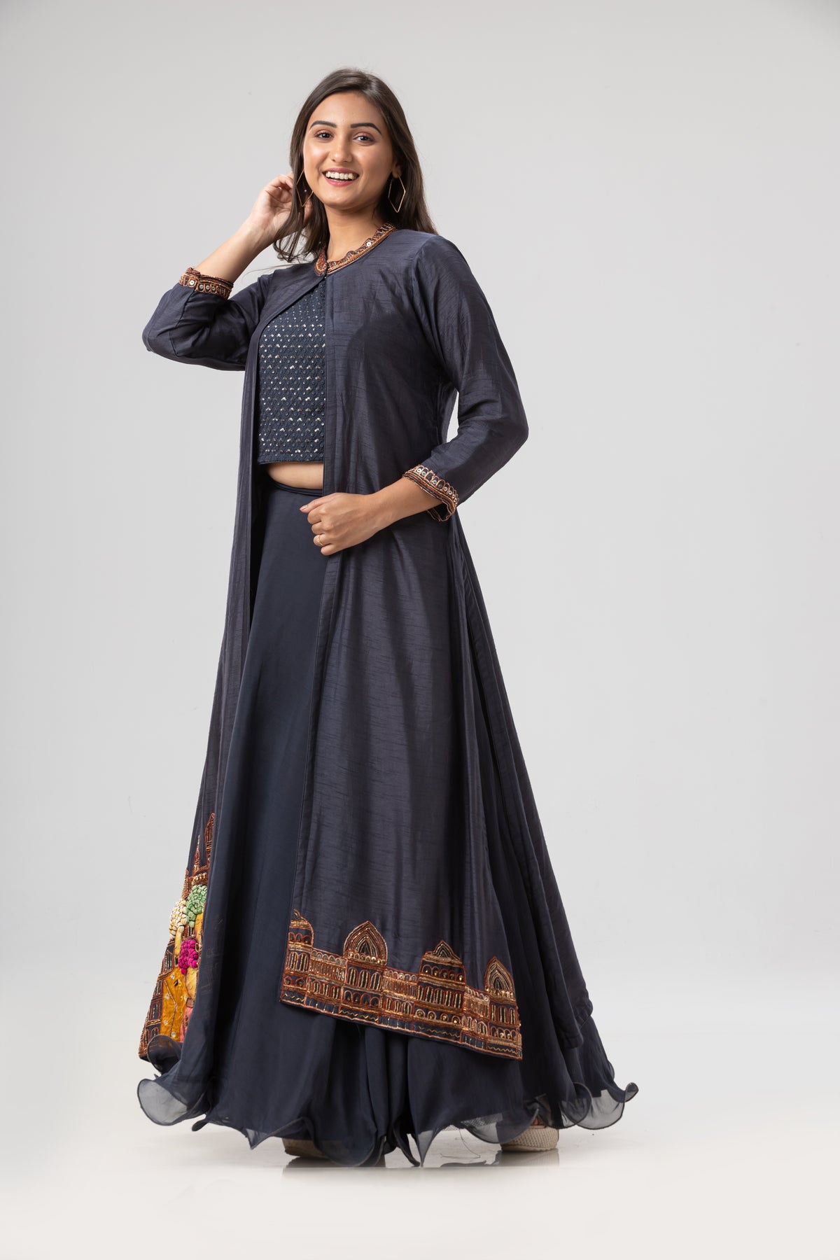 Long Gown With Jacket_Raja Rani Embroidered