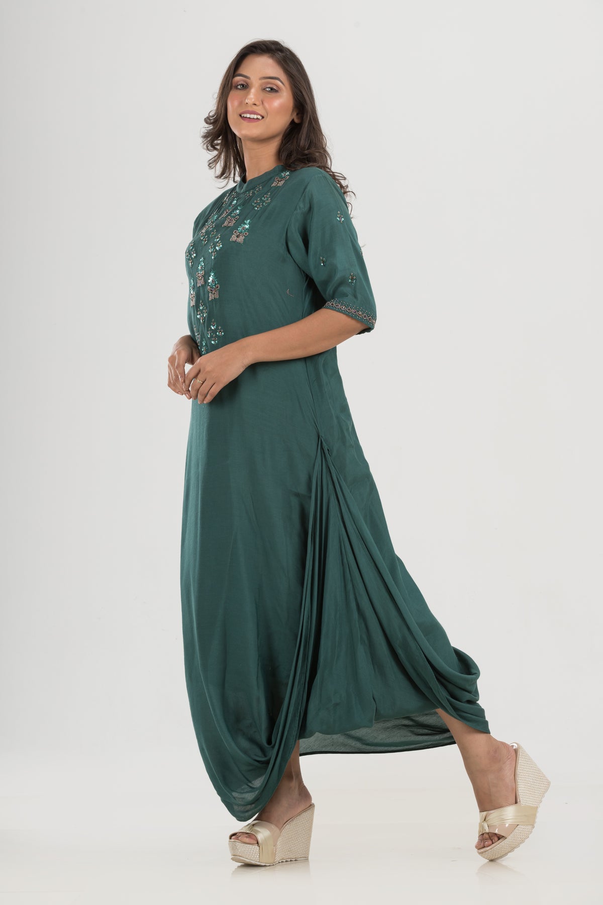 Yoke work Long Gown