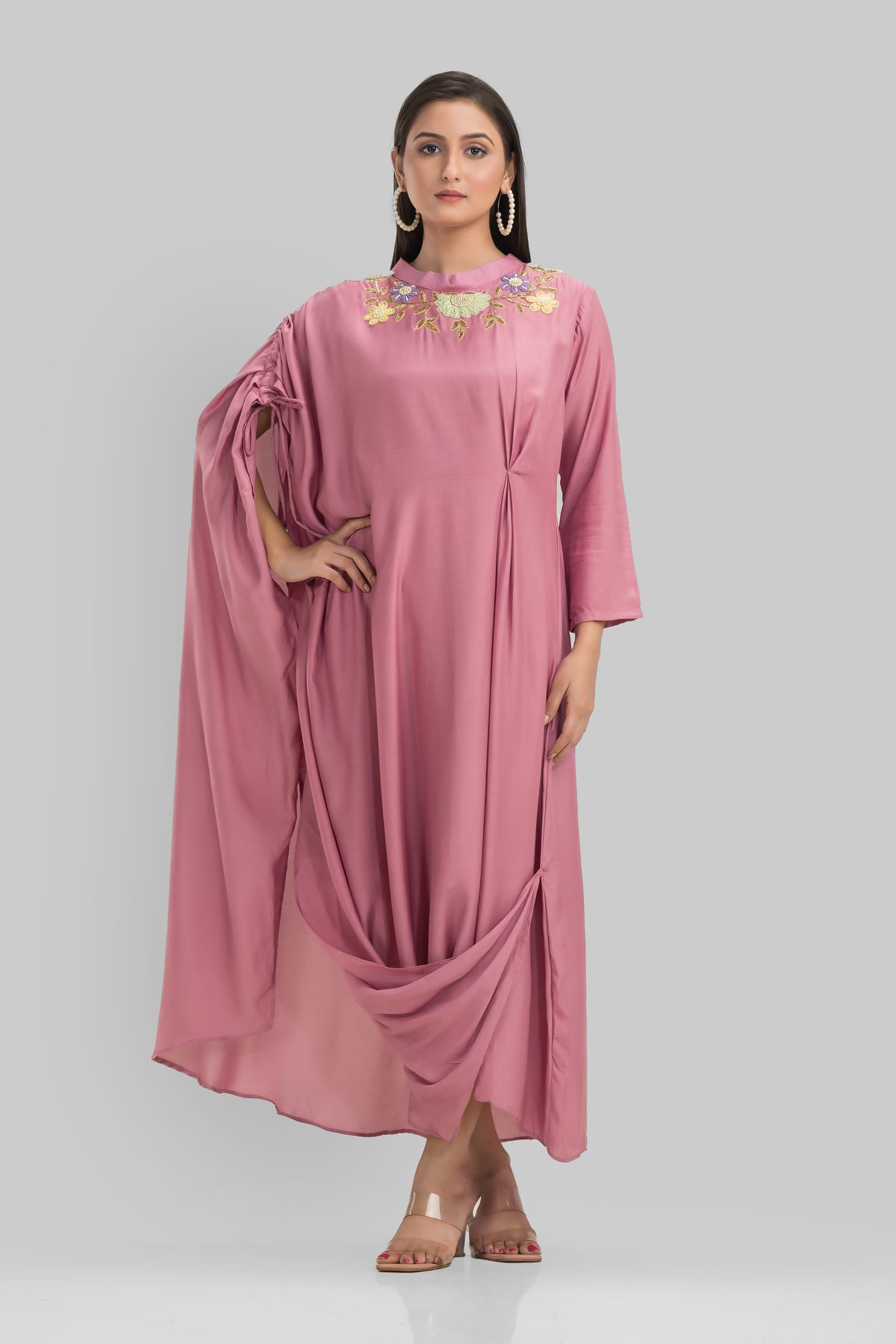 Sacred Suta Designer Draped long gown with Buta Work